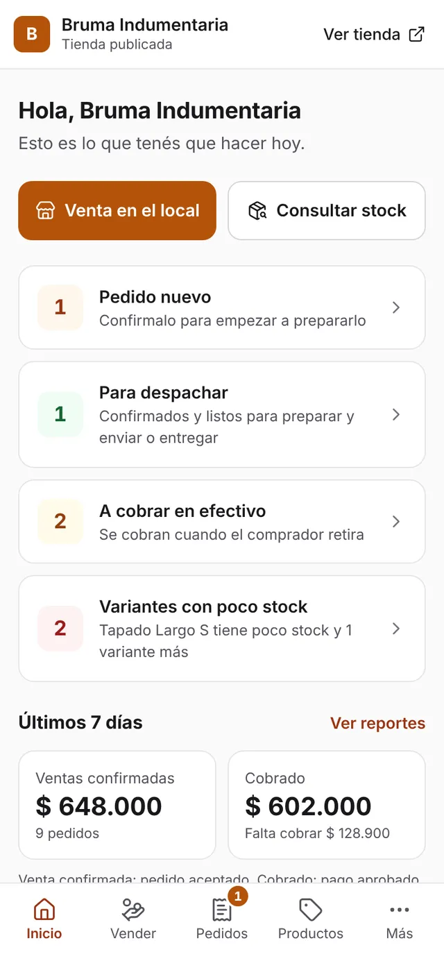 El inicio del panel en el celular, con lo que hay que hacer hoy